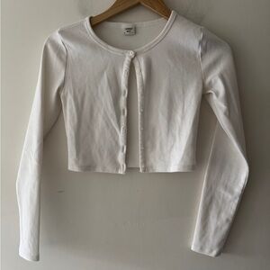 Sunday Best Aritzia Izzy Cardigan Cropped White Button Down